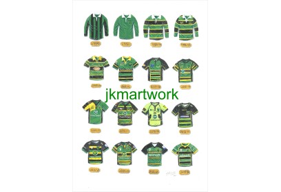 Northampton Saints Retro Shirts Wall Art Print